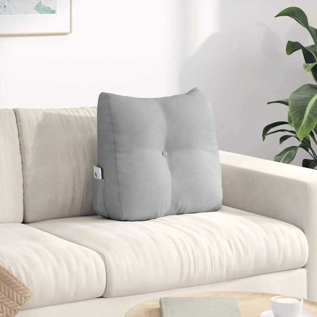 vidaXL Възглавница за гръб Светлосиво 45 x 24 x 50 см Кадифе