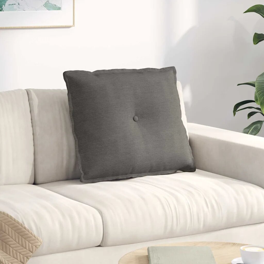 vidaXL Възглавница за гръб Светлосиво 60 x 50 cm Кордюрова тъкан