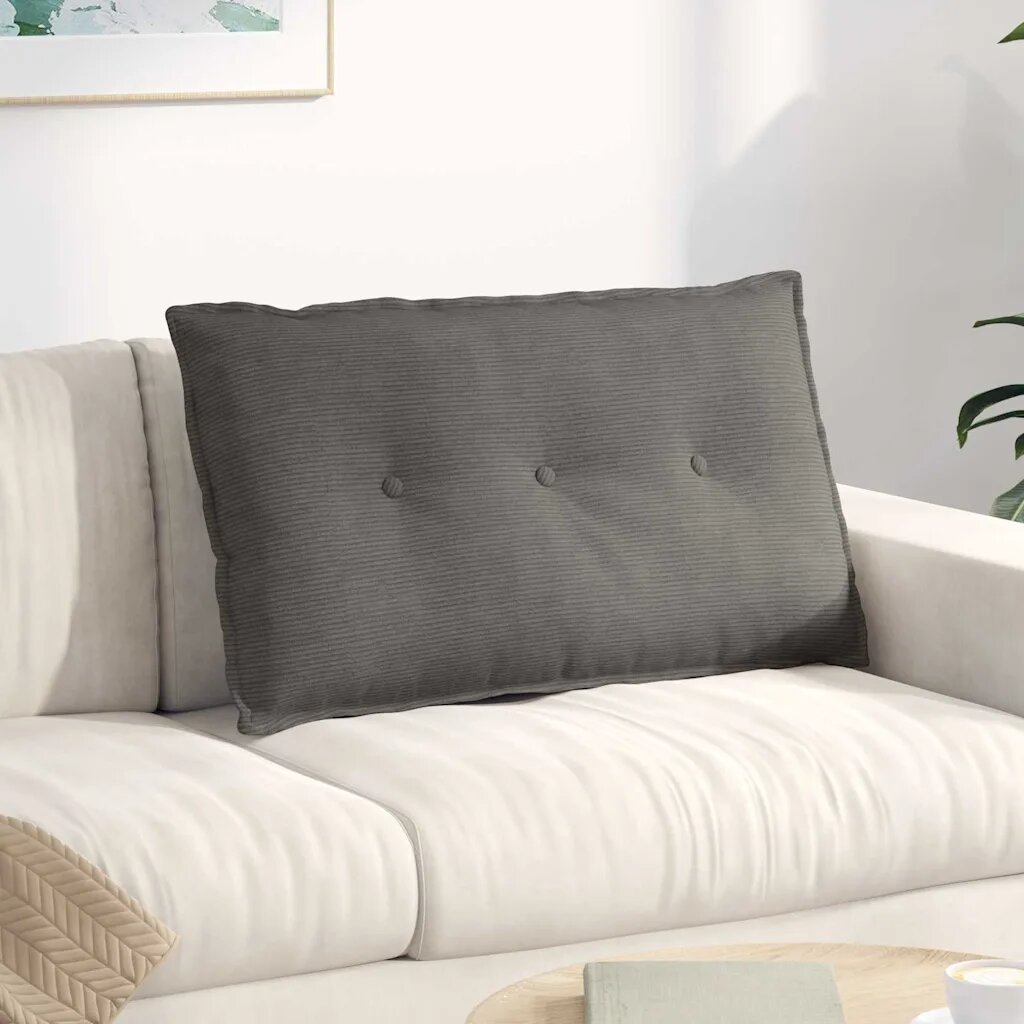 vidaXL Възглавница за гръб Светлосиво 80 x 50 cm Кордюрова тъкан