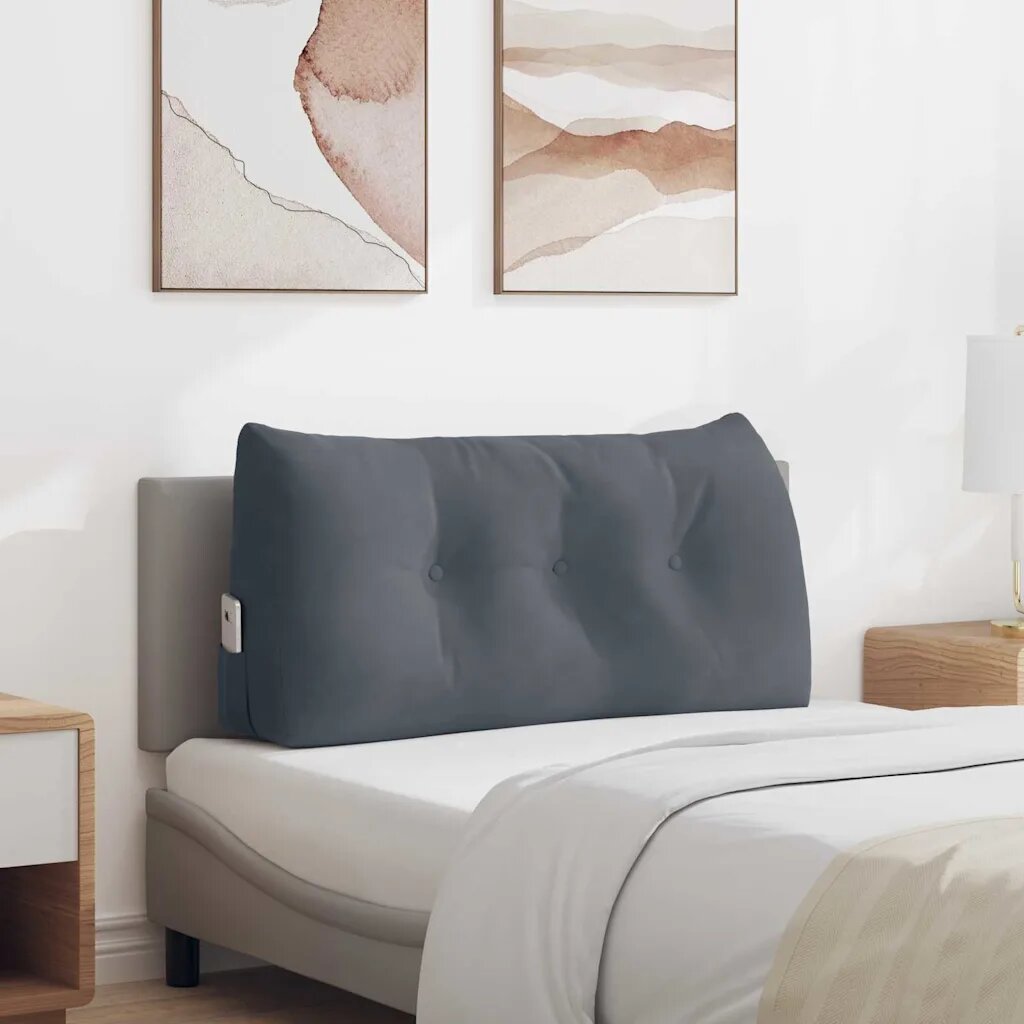 vidaXL Възглавница за гръб Тъмен сив 100 x 24 x 50 см Кадифе