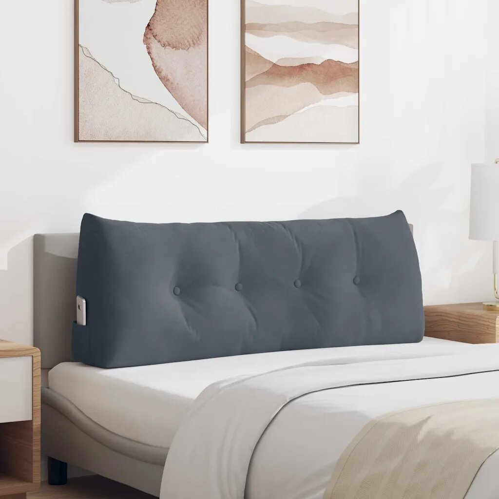 vidaXL Възглавница за гръб Тъмен сив 120 x 24 x 50 см Кадифе