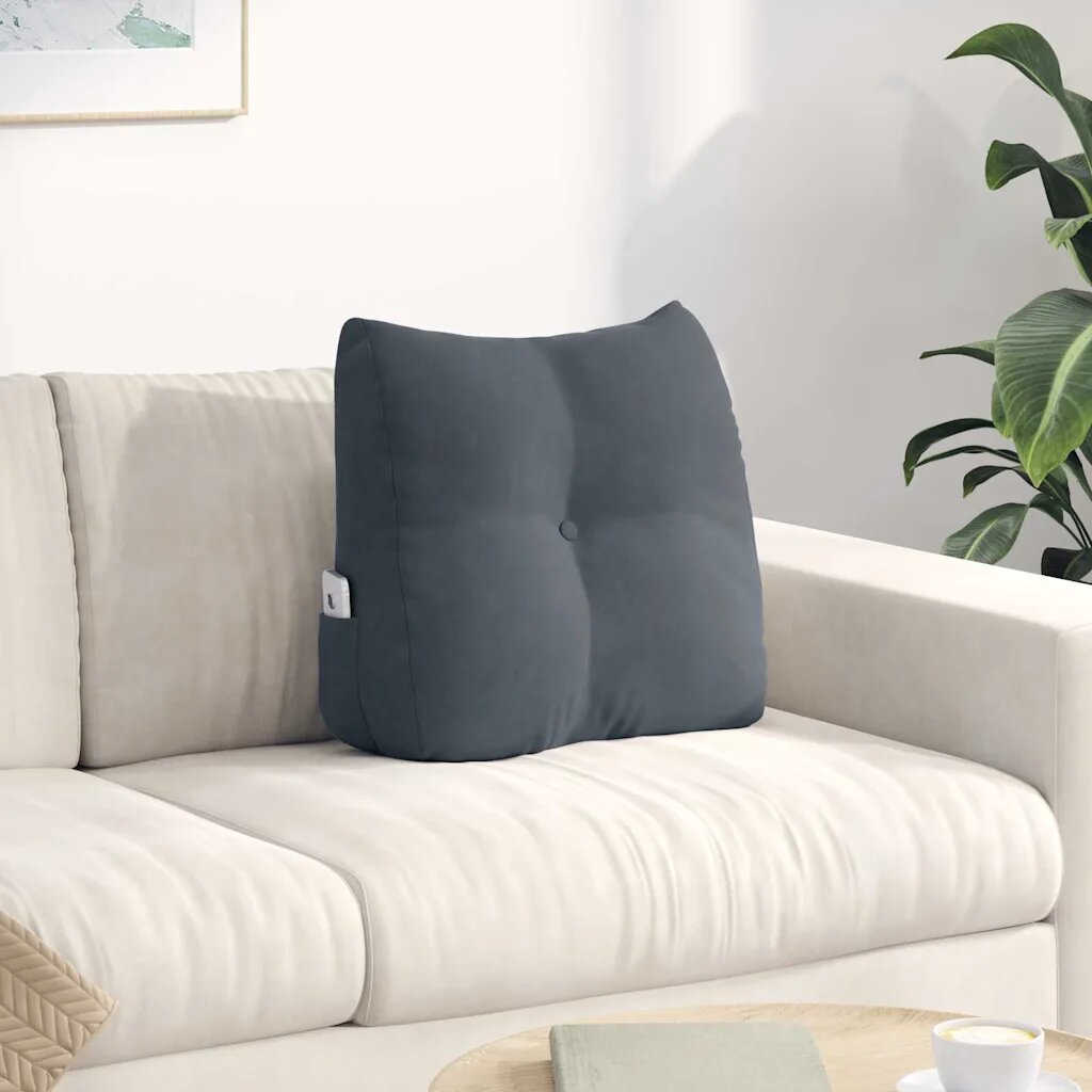 vidaXL Възглавница за гръб Тъмен сив 45 x 24 x 50 см Кадифе