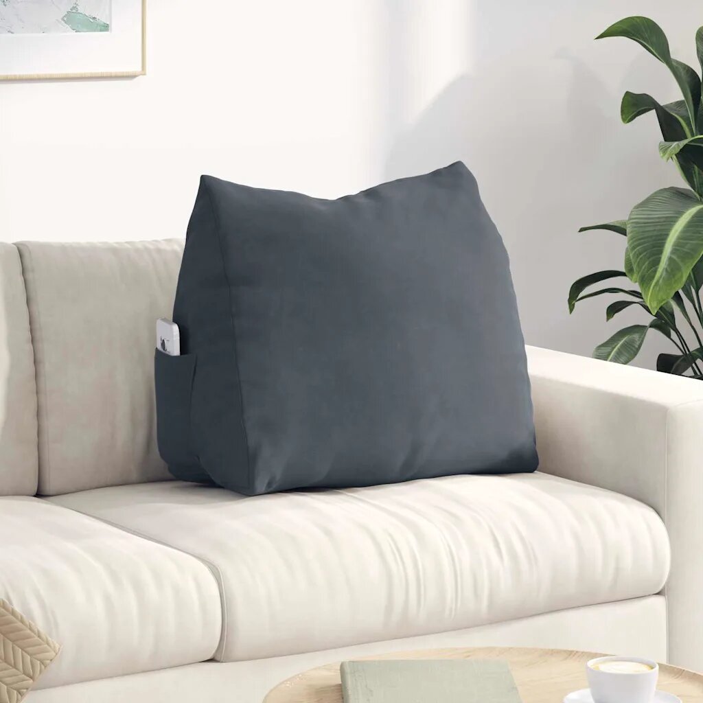 vidaXL Възглавница за гръб Тъмен сив 60 x 20 x 50 см Кордюрова тъкан