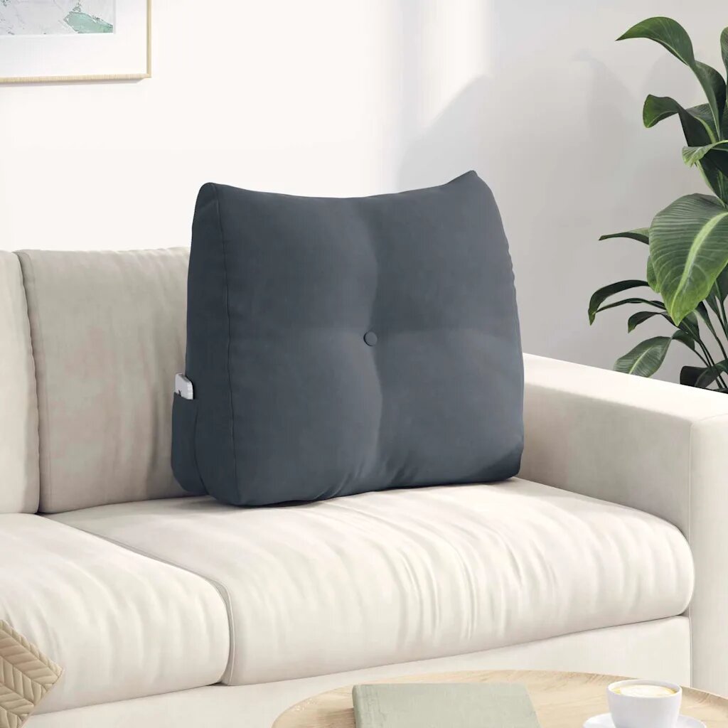 vidaXL Възглавница за гръб Тъмен сив 60 x 24 x 50 см Кадифе
