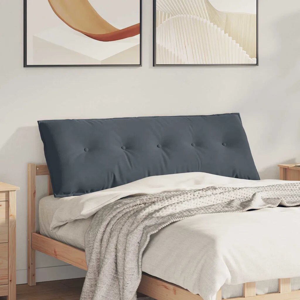 vidaXL Възглавница за гръб Тъмносиво 140 x 50 cm Кордюрова тъкан