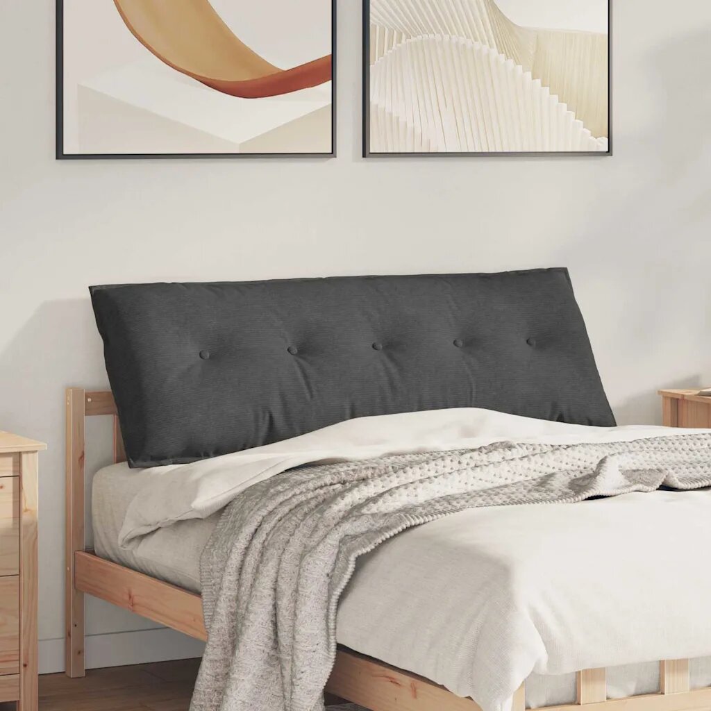 vidaXL Възглавница за гръб Тъмносиво 140 x 50 cm Кордюрова тъкан