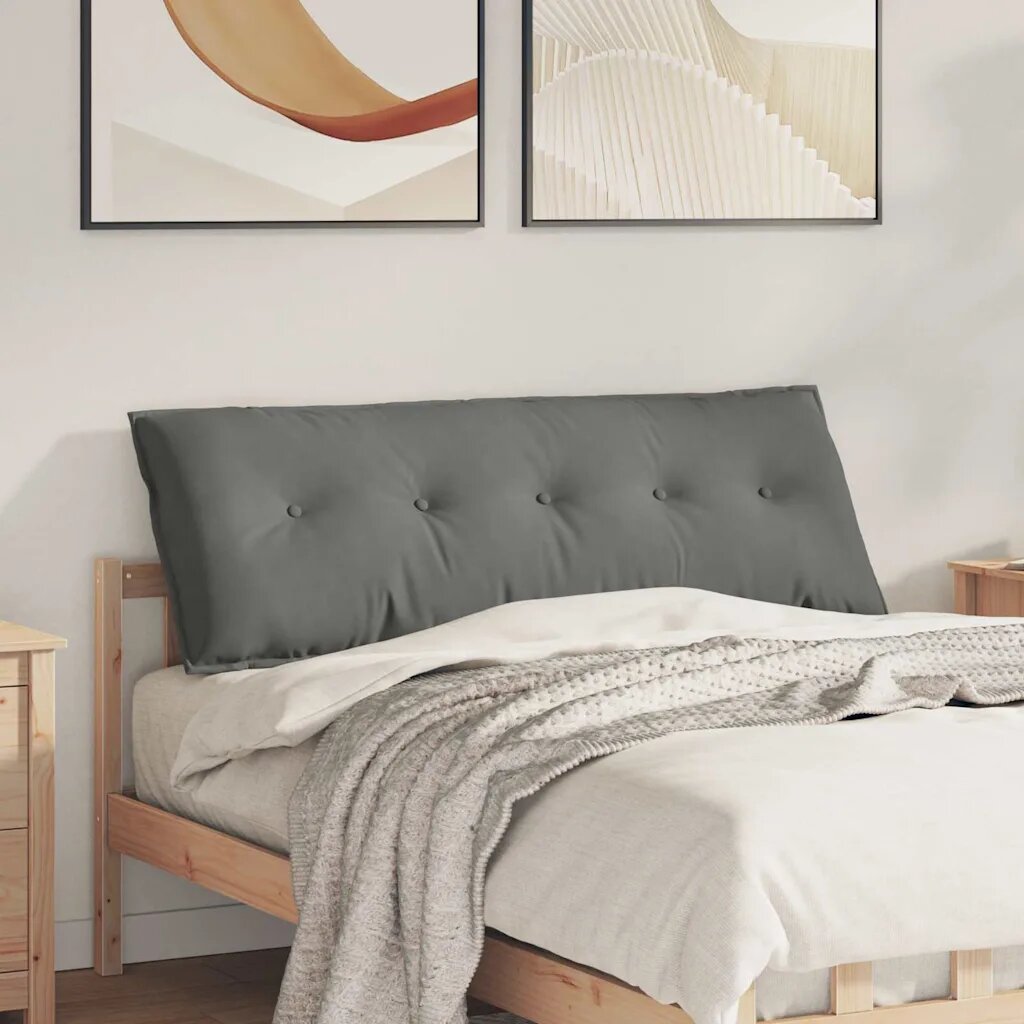 vidaXL Възглавница за гръб Тъмносиво 140 x 50 cm Микрофибърна тъкан