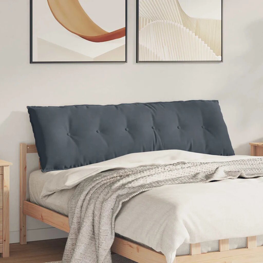 vidaXL Възглавница за гръб Тъмносиво 160 x 50 cm Кордюрова тъкан