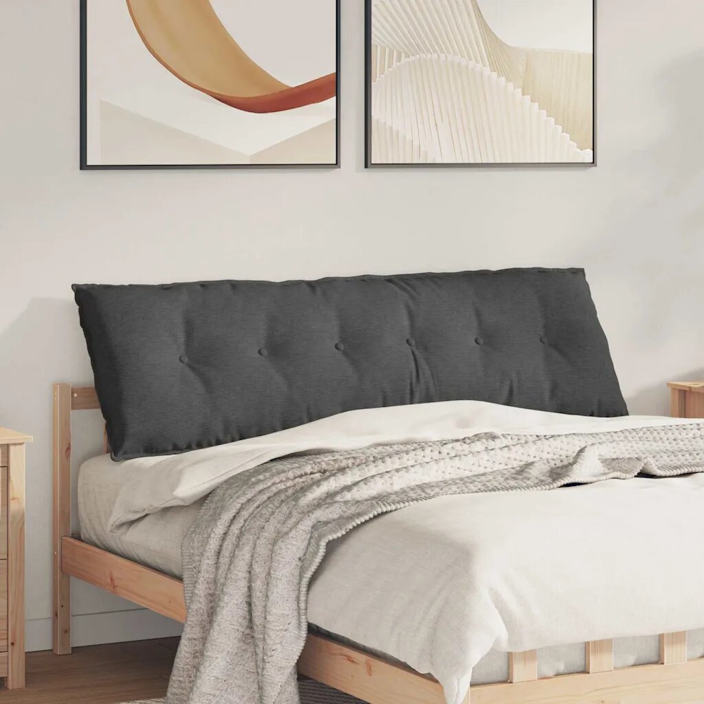 vidaXL Възглавница за гръб Тъмносиво 160 x 50 cm Кордюрова тъкан