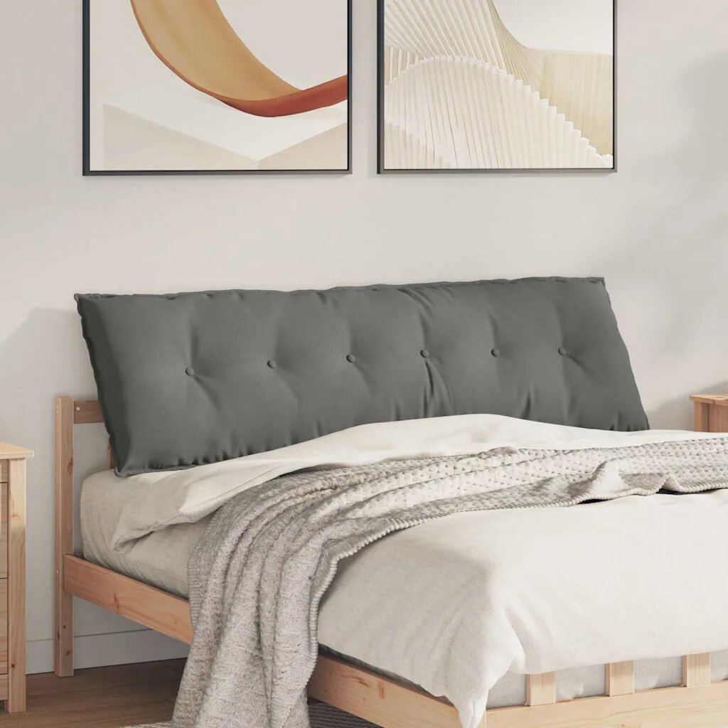vidaXL Възглавница за гръб Тъмносиво 160 x 50 cm Микрофибърна тъкан