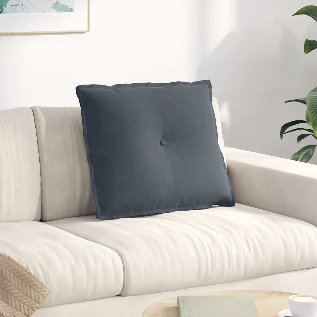vidaXL Възглавница за гръб Тъмносиво 60 x 50 cm Кордюрова тъкан