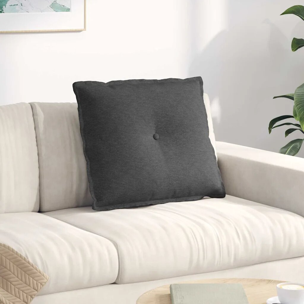 vidaXL Възглавница за гръб Тъмносиво 60 x 50 cm Кордюрова тъкан