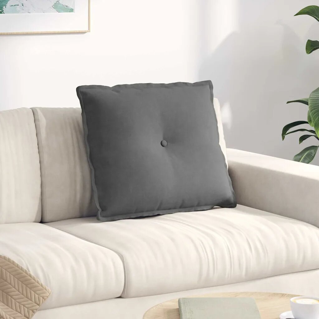 vidaXL Възглавница за гръб Тъмносиво 60 x 50 cm Микрофибърна тъкан