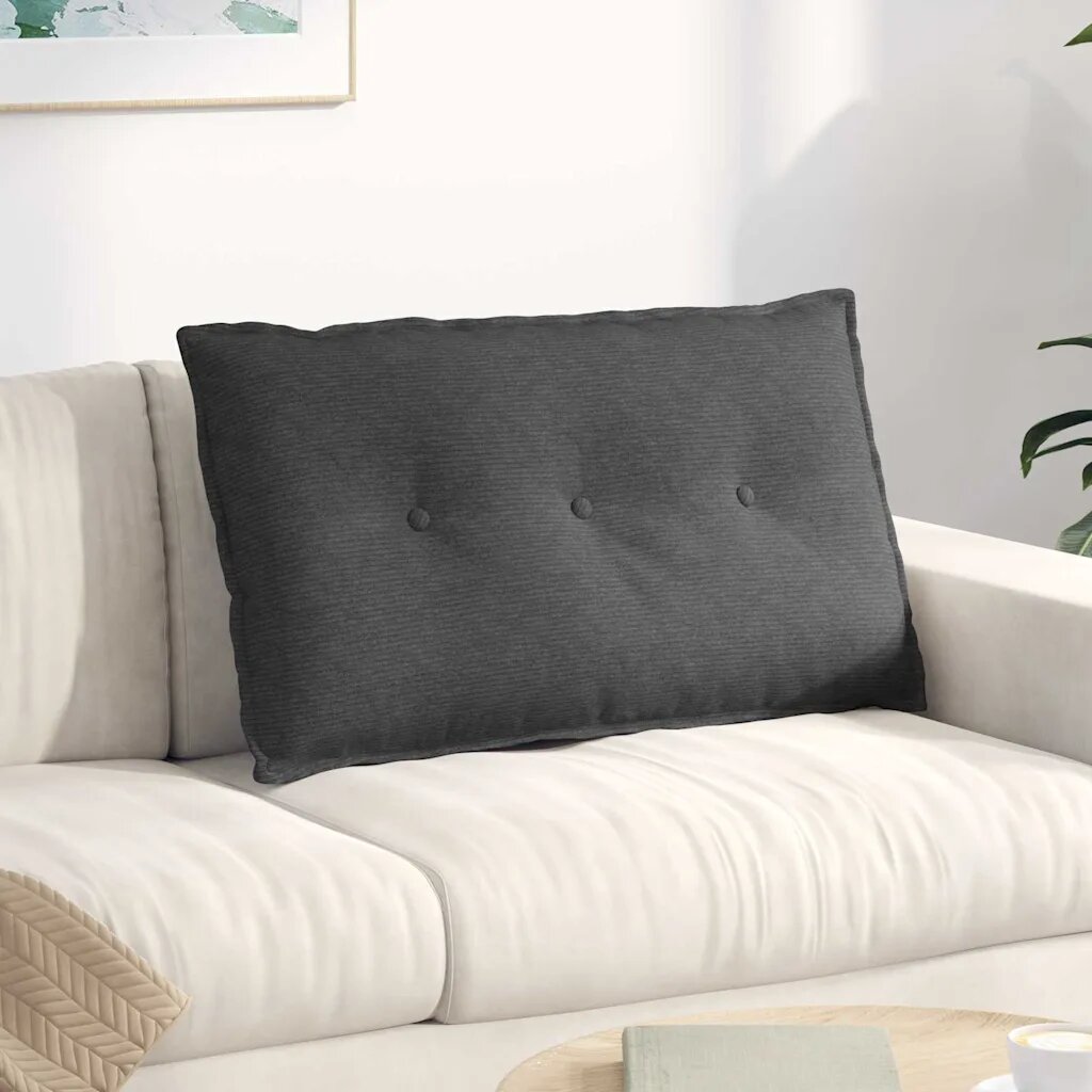 vidaXL Възглавница за гръб Тъмносиво 80 x 50 cm Кордюрова тъкан