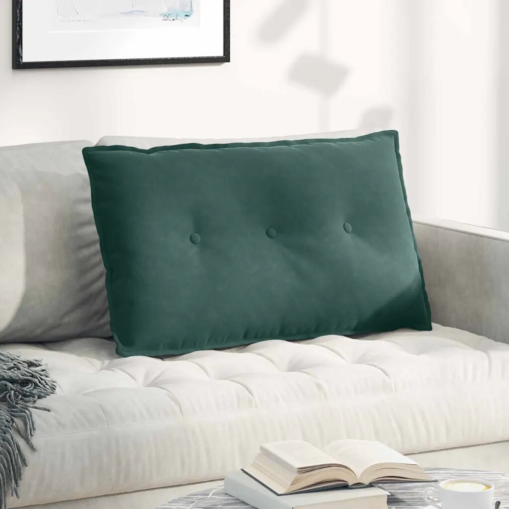 vidaXL Възглавница за гръб Тъмнозелено 80 x 50 cm Кордюрова тъкан
