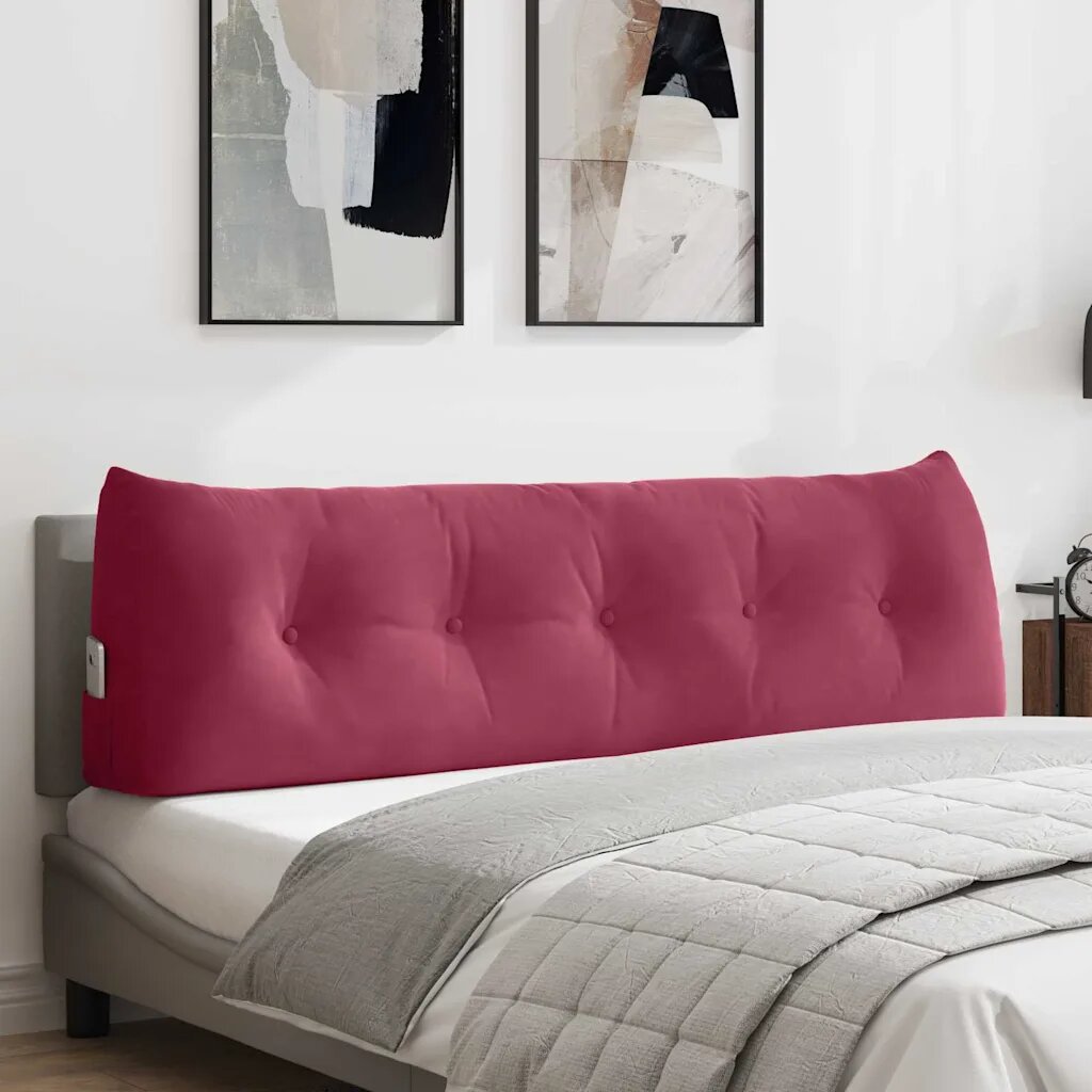 vidaXL Възглавница за гръб Виненочервен 160 x 24 x 50 см Кадифе