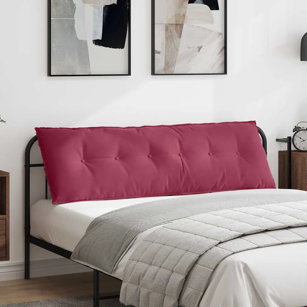 vidaXL Възглавница за гръб Виненочервен 160 x 50 cm Кордюрова тъкан