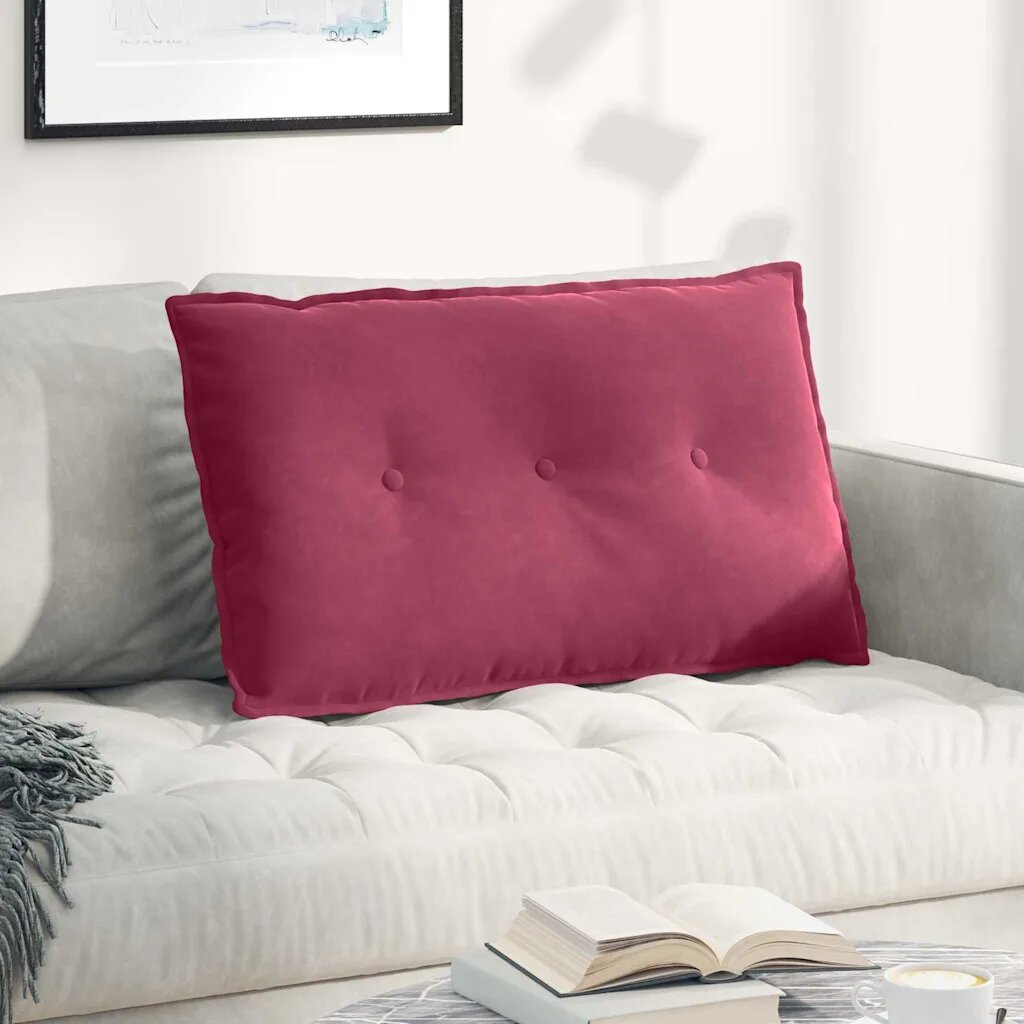vidaXL Възглавница за гръб Виненочервен 80 x 50 cm Кордюрова тъкан