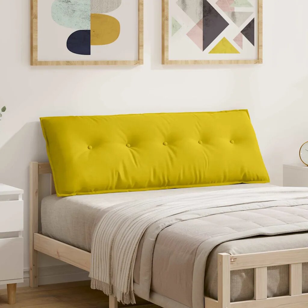 vidaXL Възглавница за гръб Жълто 140 x 50 cm Кордюрова тъкан