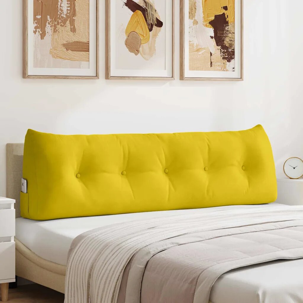vidaXL Възглавница за гръб Жълто 160 x 24 x 50 см Кадифе