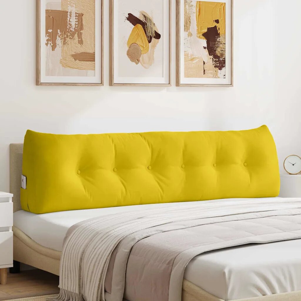 vidaXL Възглавница за гръб Жълто 180 x 24 x 50 см Кадифе