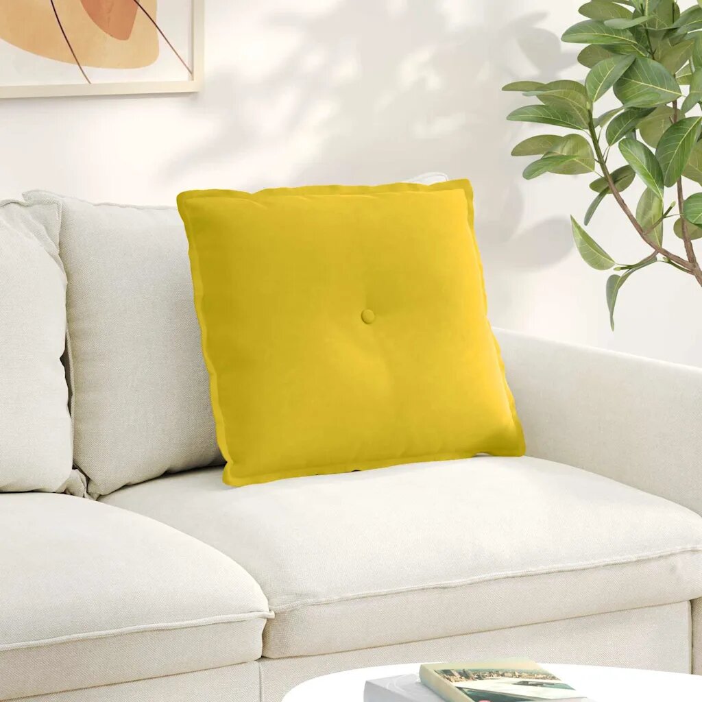 vidaXL Възглавница за гръб Жълто 60 x 50 cm Кордюрова тъкан