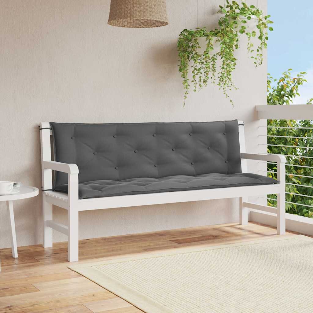vidaXL Възглавница за градинска пейка антрацит 150x(50+50)x7см оксфорд