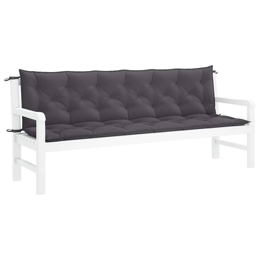 vidaXL Възглавница за градинска пейка антрацит 200x(50+50)x7см оксфорд