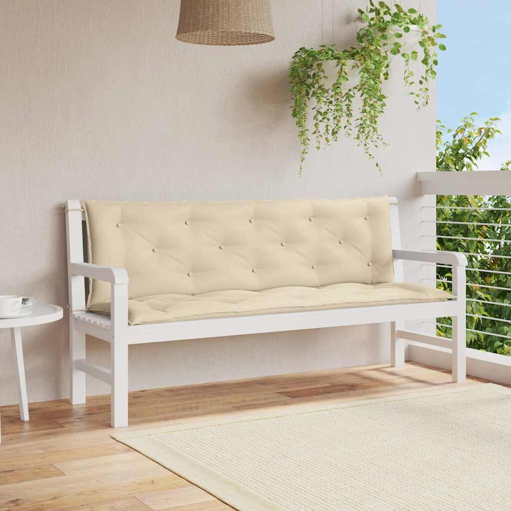 vidaXL Възглавница за градинска пейка бежова 150x(50+50)x7 см оксфорд