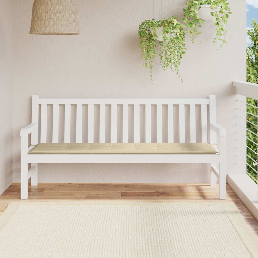 vidaXL Възглавница за градинска пейка бежова 180x50x3 см оксфорд плат