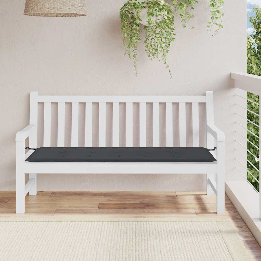 vidaXL Възглавница за градинска пейка черна 150x50x3 см оксфорд плат