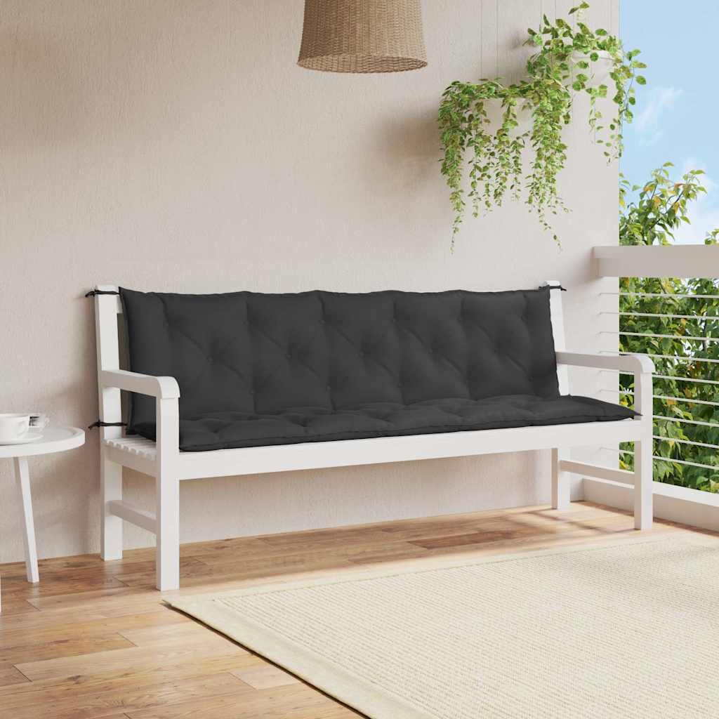 vidaXL Възглавница за градинска пейка черна 180x(50+50)x7 см оксфорд