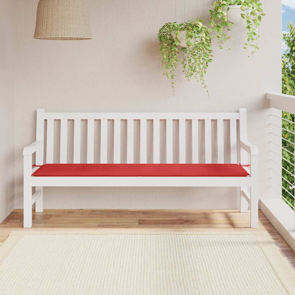 vidaXL Възглавница за градинска пейка червена 180x50x3 см оксфорд плат