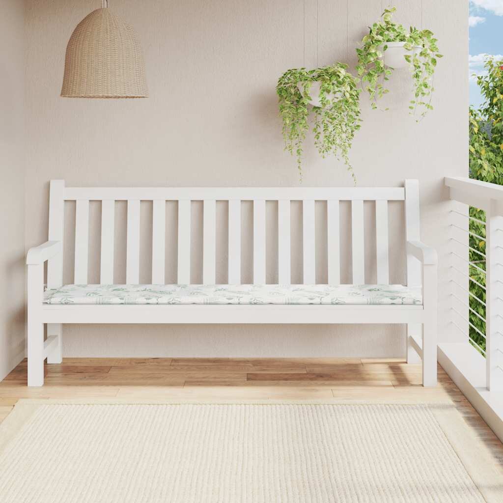 vidaXL Възглавница за градинска пейка десен на листа 200x50x3 см плат