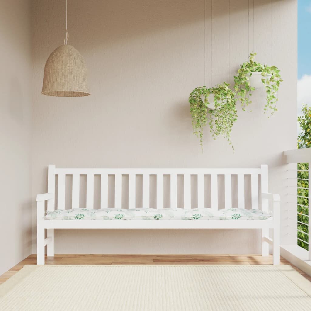 vidaXL Възглавница за градинска пейка десен на листа 200x50x7 см плат