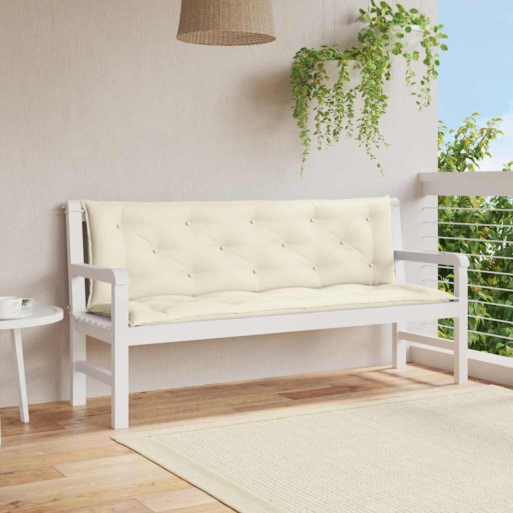 vidaXL Възглавница за градинска пейка кремава 150x(50+50)x7 см оксфорд