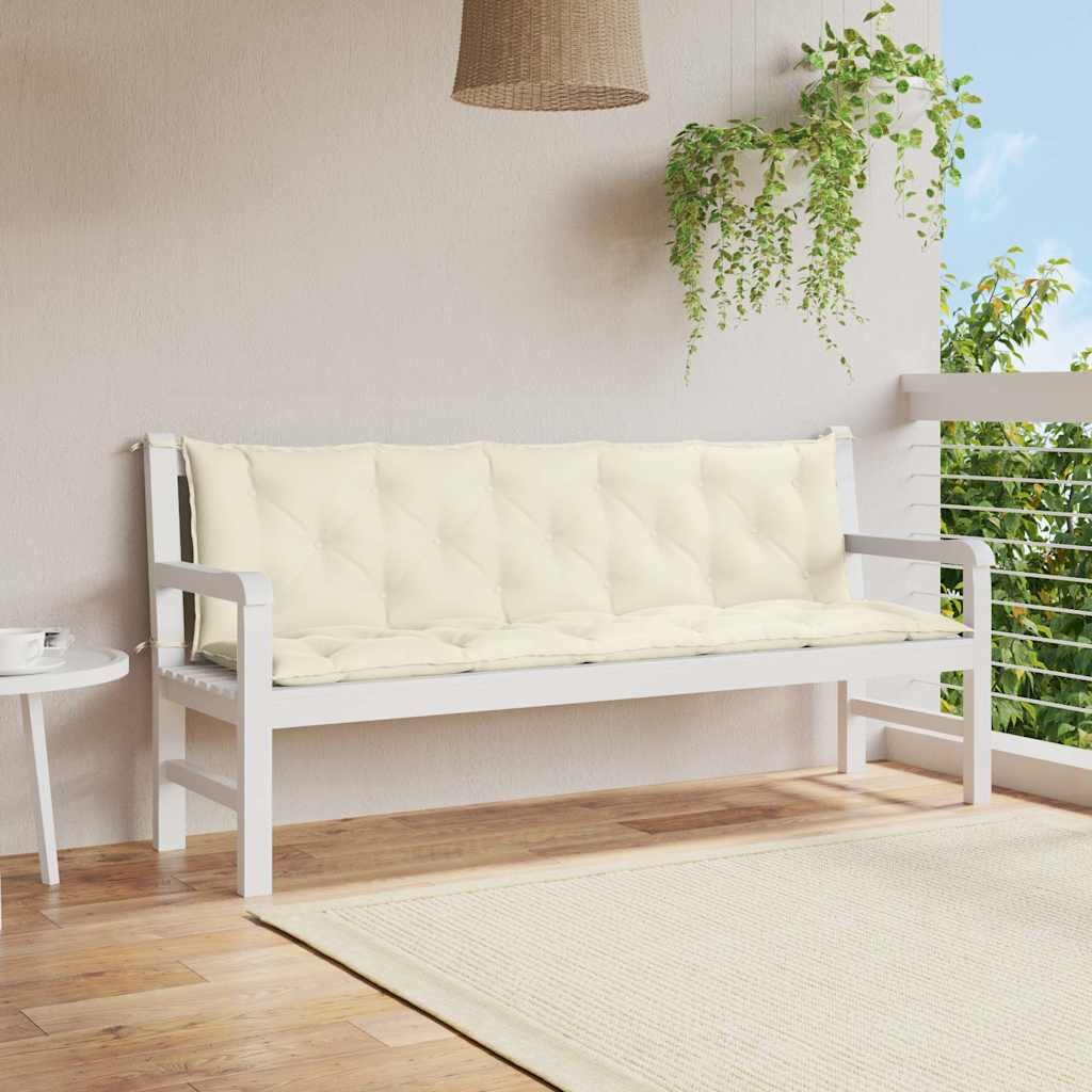 vidaXL Възглавница за градинска пейка кремава 180x(50+50)x7 см оксфорд