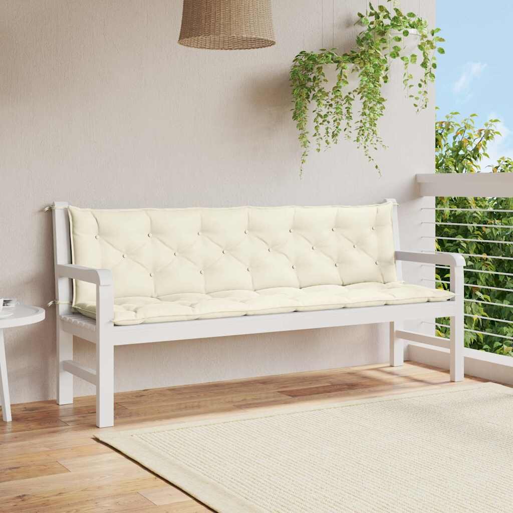 vidaXL Възглавница за градинска пейка кремава 200x(50+50)x7 см оксфорд