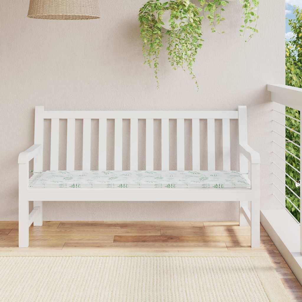 vidaXL Възглавница за градинска пейка с листа 150x50x3 см оксфорд плат