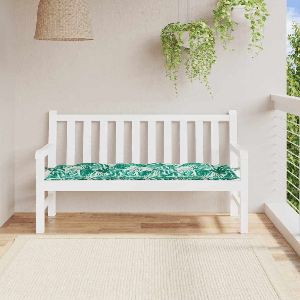 vidaXL Възглавница за градинска пейка с листа 150x50x7 см оксфорд плат