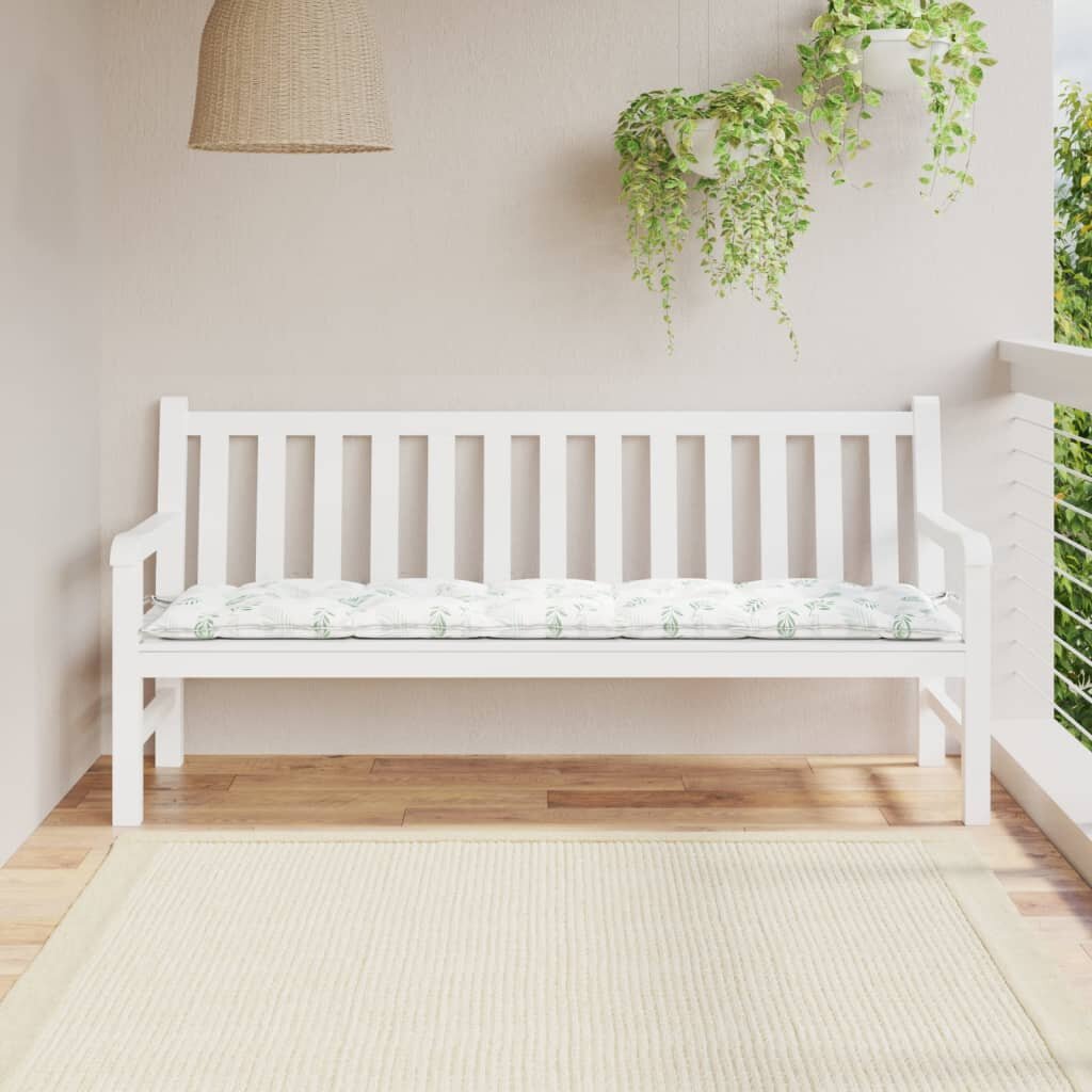 vidaXL Възглавница за градинска пейка с листа 180x50x7 см оксфорд плат