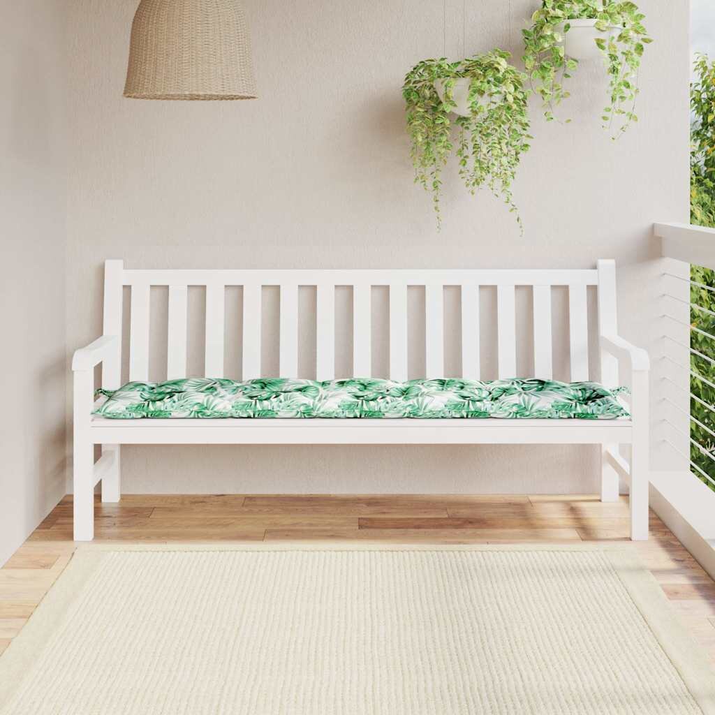 vidaXL Възглавница за градинска пейка с листа 180x50x7 см оксфорд плат