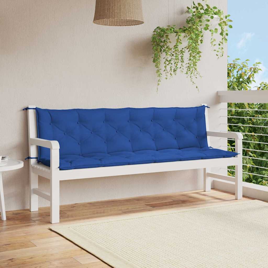vidaXL Възглавница за градинска пейка синя 200x(50+50)x7 см оксфорд