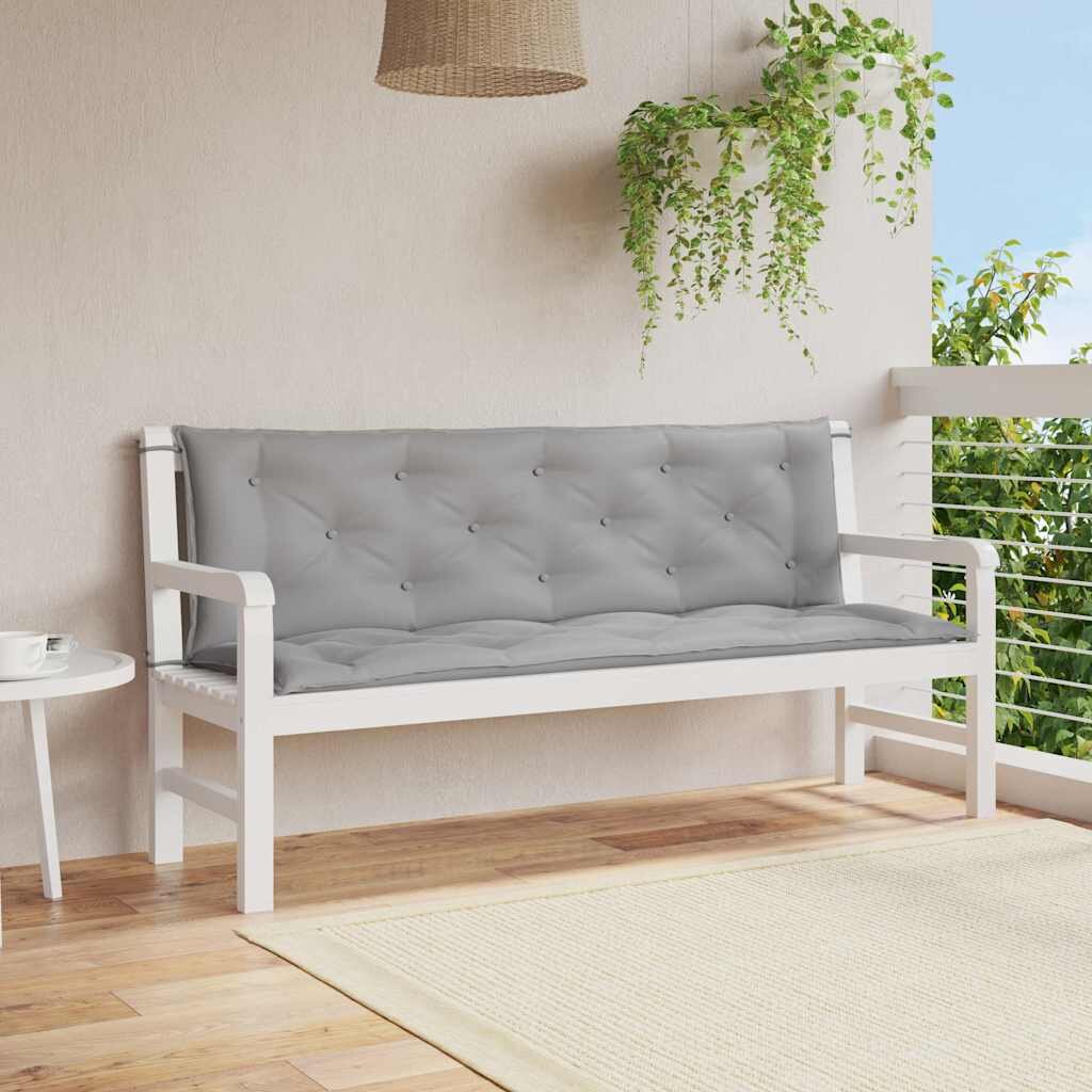 vidaXL Възглавница за градинска пейка сива 150x(50+50)x7 см оксфорд