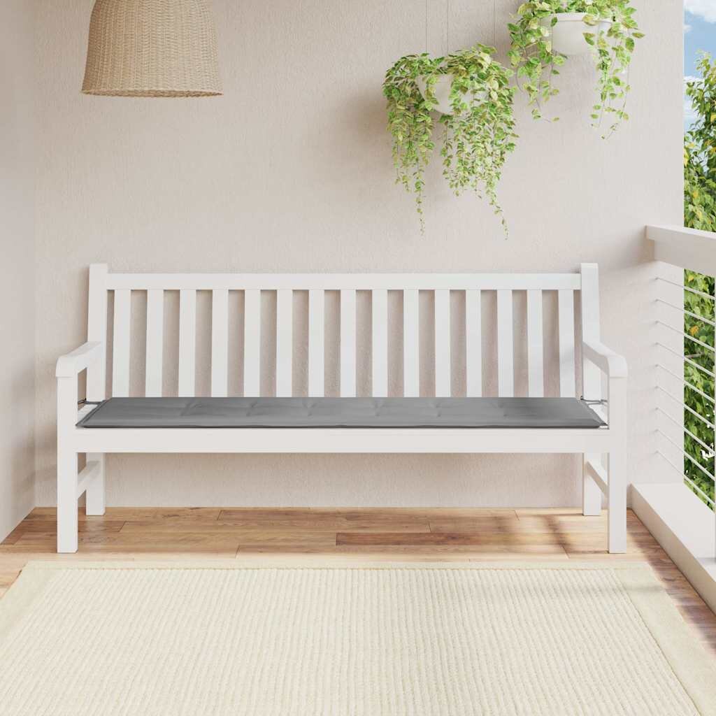 vidaXL Възглавница за градинска пейка сива 180x50x3 см оксфорд плат
