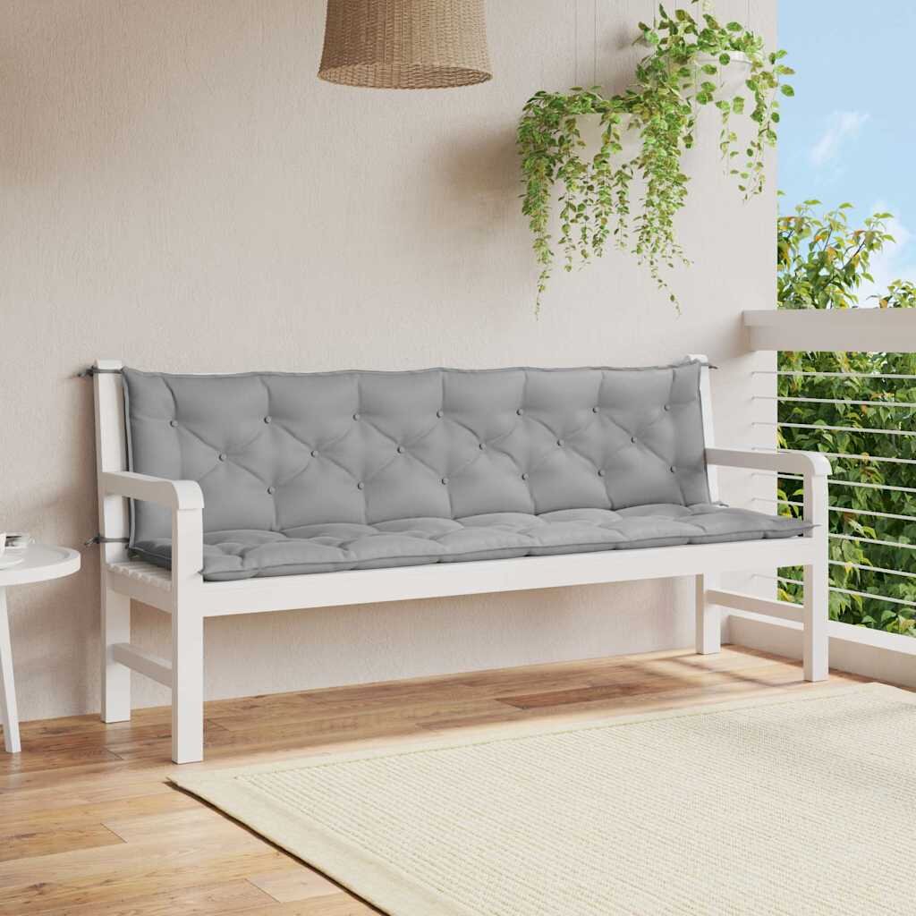 vidaXL Възглавница за градинска пейка сива 200x(50+50)x7 см оксфорд