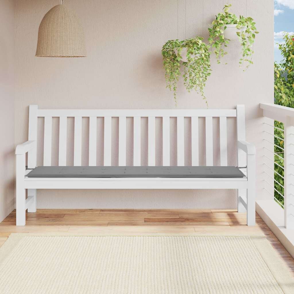 vidaXL Възглавница за градинска пейка сива 200x50x3 см оксфорд плат
