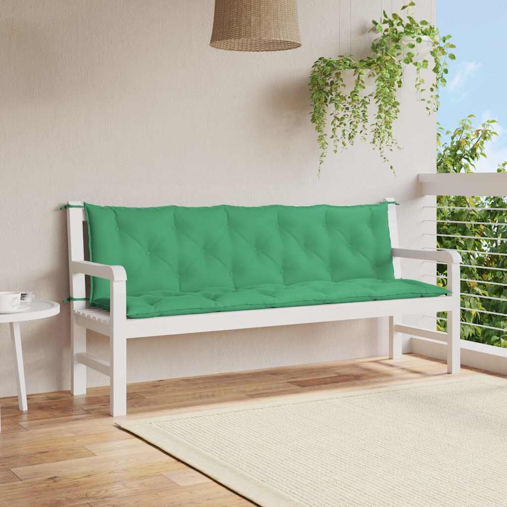 vidaXL Възглавница за градинска пейка зелена 180x(50+50)x7 см оксфорд