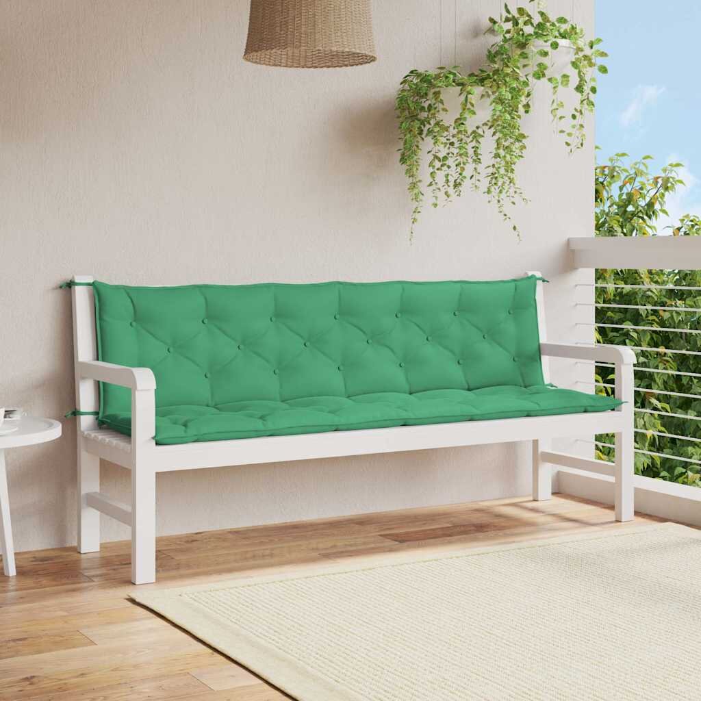 vidaXL Възглавница за градинска пейка зелена 200x(50+50)x7 см оксфорд