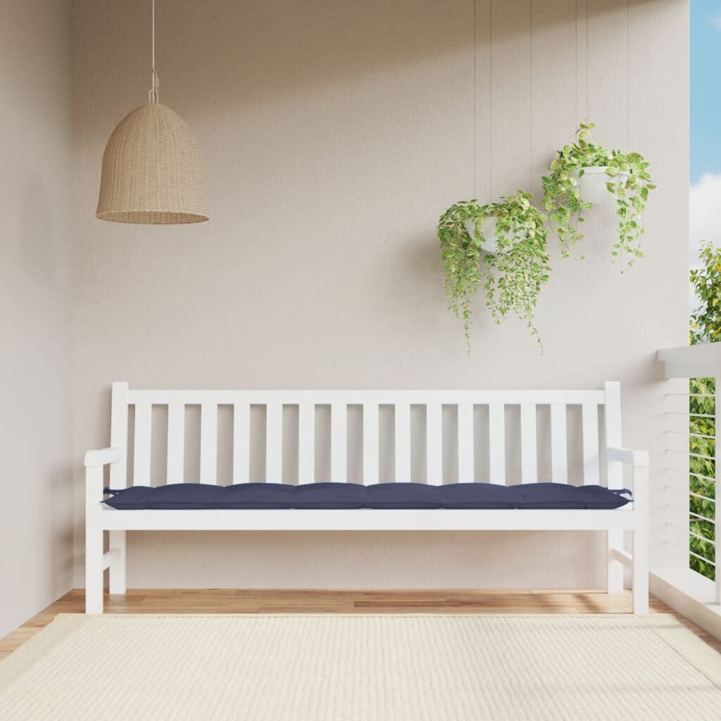 vidaXL Възглавница за пейка нейви синьо 200x50x7 см Оксфорд плат